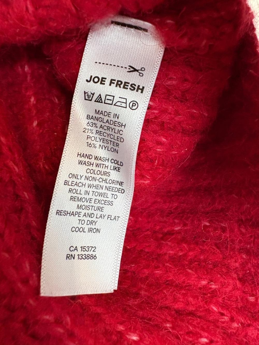 Joe Fresh Red Ribbed Crewneck Sweater - Picture 3 of 6